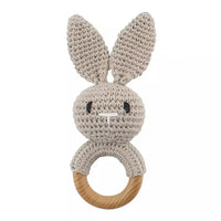 Baby Crochet Rattle Wooden Teether Toy BPA Free