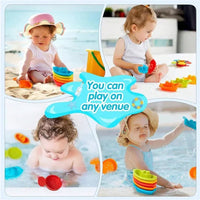 Baby Stacking Bath Toys – Rainbow Cups, Boats & Spoons Set - BIG FRENCHIES