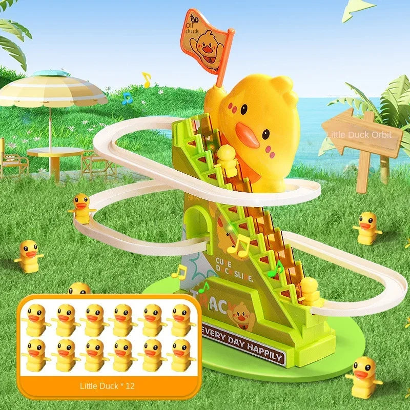 Stair Climbing Ducks Toy with Flashing Lights & Music - BIG FRENCHIES