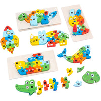 3D Montessori Wooden Dinosaur Puzzle Toy