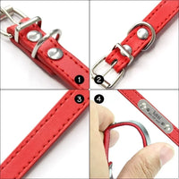Personalized Dog Collar with Name Engraving – Anti-Lost PU Leather Collar for Dogs and Cats - BIG FRENCHIES