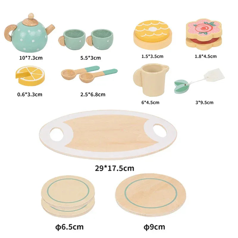 Wooden Afternoon Tea Set Toy | Kitchen Accessories Play for Kids - BIG FRENCHIES