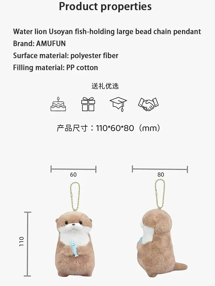 Cute Little Otter Hug Fish Plush Doll – Keychain Pendant Gift - BIG FRENCHIES