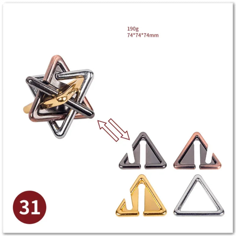 MEACAOFG Classic IQ Metal Brain Teaser 3D Alloy Box Kong Ming Lock Puzzles Magic Baffling Puzzle Game Toys for Children Adults Funny Gift - BIG FRENCHIES