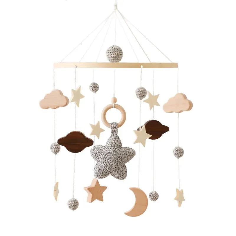 Wooden Baby Crib Mobile with Music Box Bell