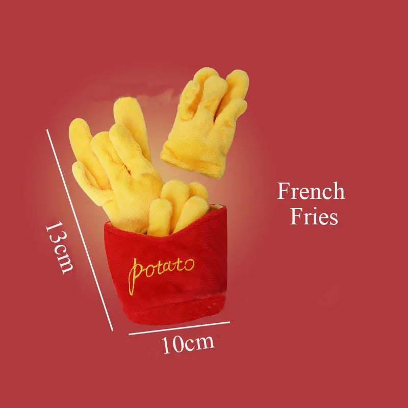 Plush Dog Toys – Squeaky Ice Cream, Fries & Hamburger Set - BIG FRENCHIES