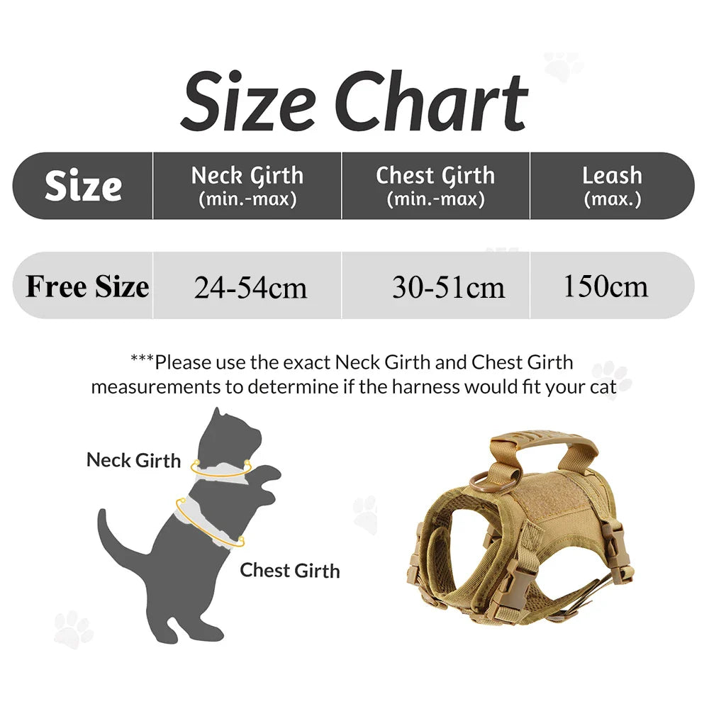 Tactical Puppy Harness Leash Set – Adjustable Military-Style Vest for Small Dogs & Cats, Ideal for Training & Walking - BIG FRENCHIES