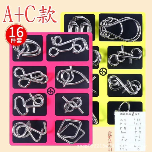 MEACAOFG 8/24/32Pcs Nine Link Series 3D Metal Puzzle Toy Release Buckle