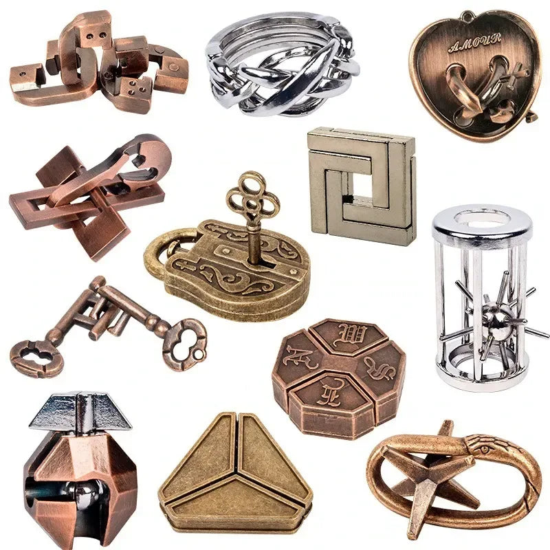 MEACAOFG Classic IQ Metal Brain Teaser 3D Alloy Box Kong Ming Lock Puzzles Magic Baffling Puzzle Game Toys for Children Adults Funny Gift - BIG FRENCHIES