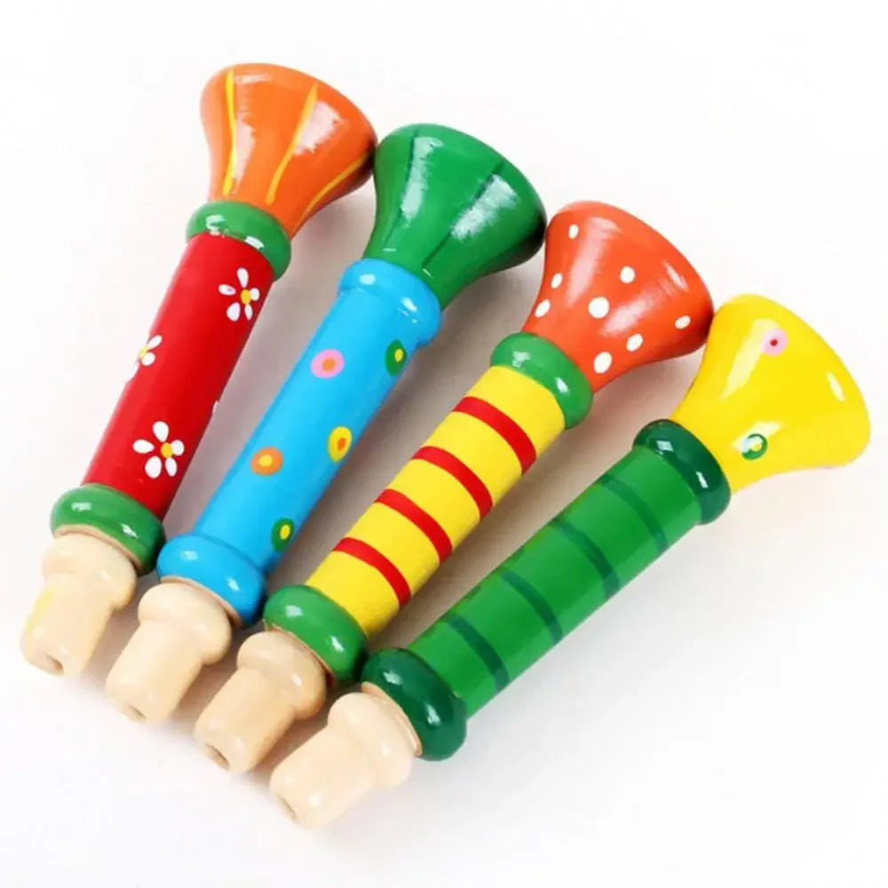 Wooden Trumpet Toy Horn Whistle Montessori Musical Instrument for Kids - BIG FRENCHIES