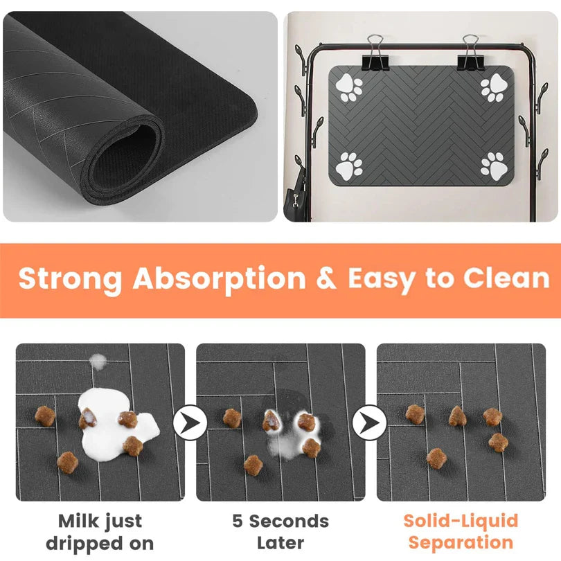 Absorbent Pet Feeding Mat with Waterproof Backing for Dogs & Cats - BIG FRENCHIES