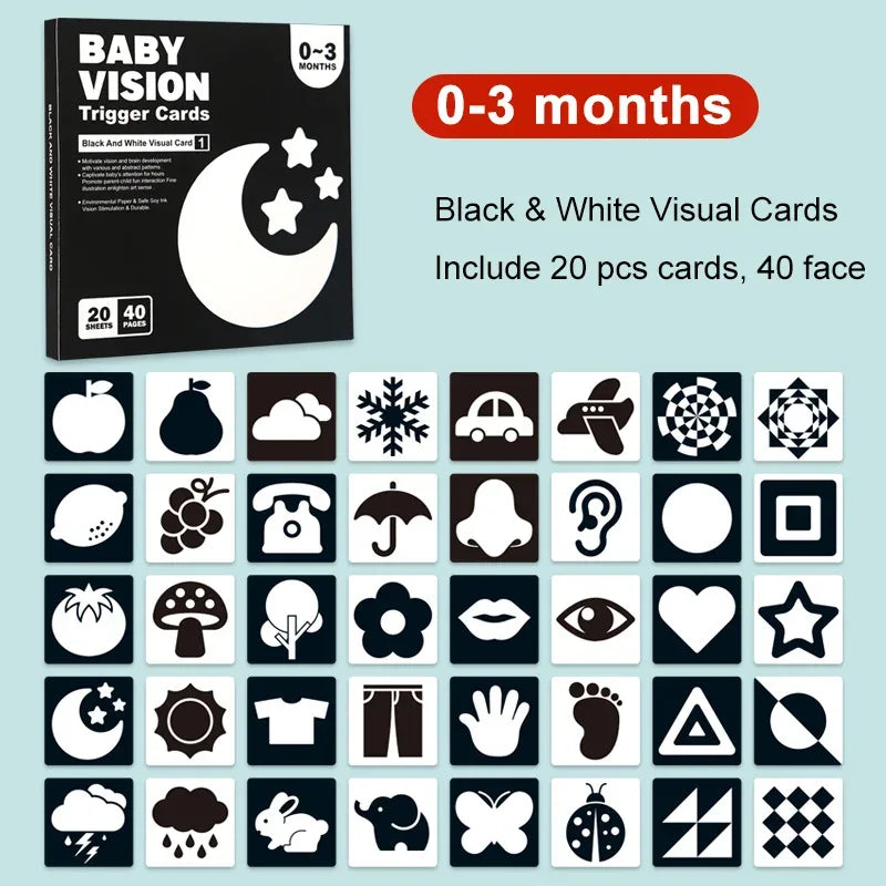 Baby Montessori Flash Cards – Black & White Visual Stimulation Toy - BIG FRENCHIES