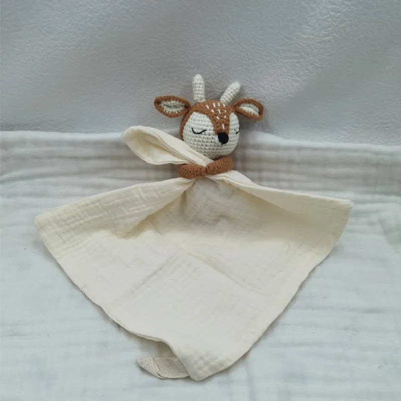 Baby Bib with Sleeping Animals Rattle