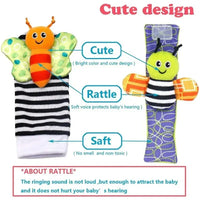 Baby Rattle Socks & Wrist Strap Set – Soft Animal Toys for 0–12 Months - BIG FRENCHIES