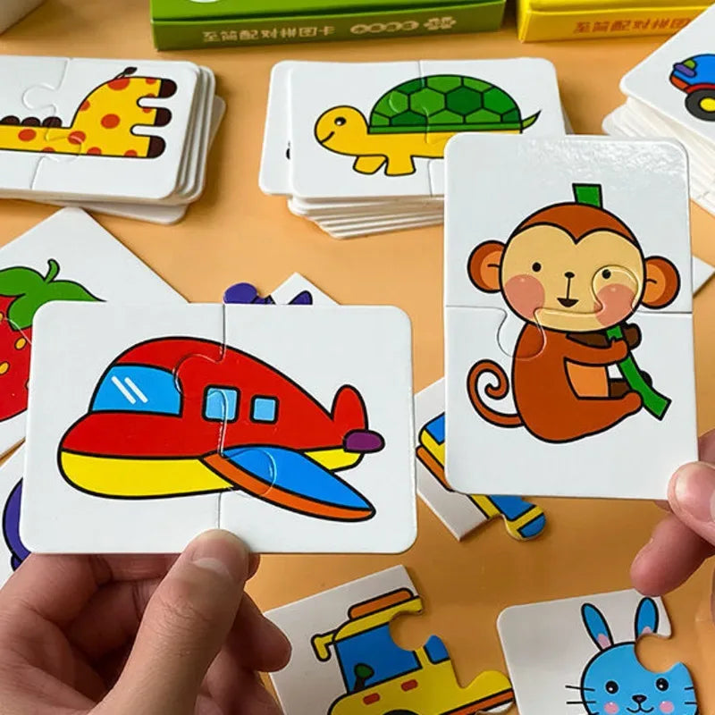 32Pcs Toddler Matching Cards – Montessori Animal & Shape Puzzle Set - BIG FRENCHIES