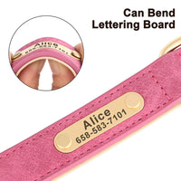 Personalized PU Leather Dog Collar with Custom Engraved ID Tag - BIG FRENCHIES