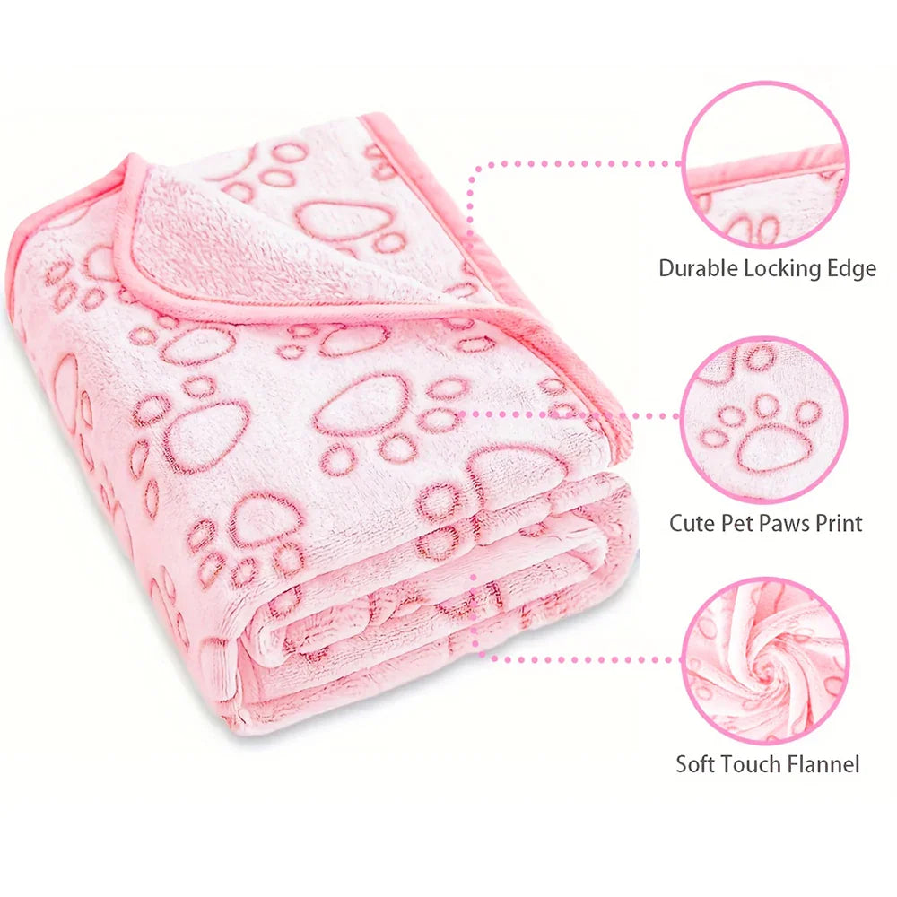 Soft Fluffy Pet Blanket – Cute Paw Print Warm Fleece Mat for Dogs & Cats - BIG FRENCHIES