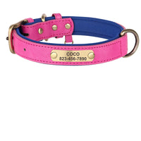 Personalized PU Leather Dog Collar with Custom Engraved ID Tag - BIG FRENCHIES