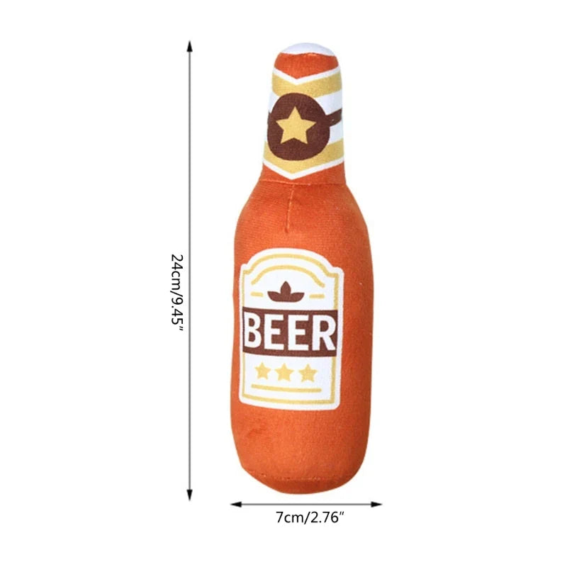 Plush Beer Bottle Dog Toy – Squeaky, Bite-Resistant, Teeth Cleaning - BIG FRENCHIES