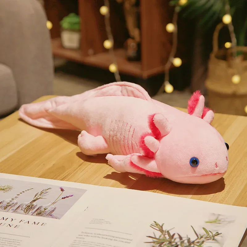 Kawaii Axolotl Plush Toy – Colorful Newt Stuffed Long Pillow - BIG FRENCHIES