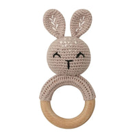 BPA Free Baby Wooden Teether Crochet Rattle Toy for Newborns