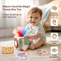 Montessori Cloth Busy Box Animal Tissue Toy