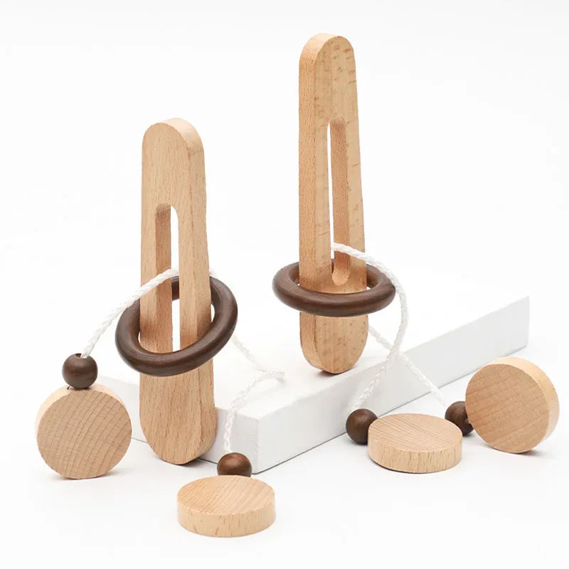 Wooden Ring Unlocking Game | Magic Ring Kongming Lock Puzzle Toy - BIG FRENCHIES