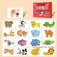 32Pcs Toddler Matching Cards – Montessori Animal & Shape Puzzle Set - BIG FRENCHIES