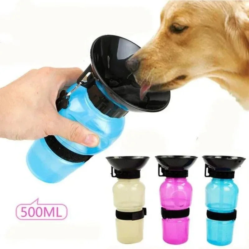 500ml Outdoor Portable Pet Water Bottle – Leakproof Dog & Cat Travel Cup with Drinking Bowl Feeder - BIG FRENCHIES