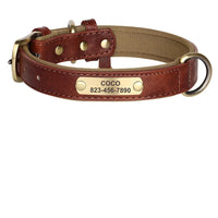 Personalized PU Leather Dog Collar with Custom Engraved ID Tag - BIG FRENCHIES