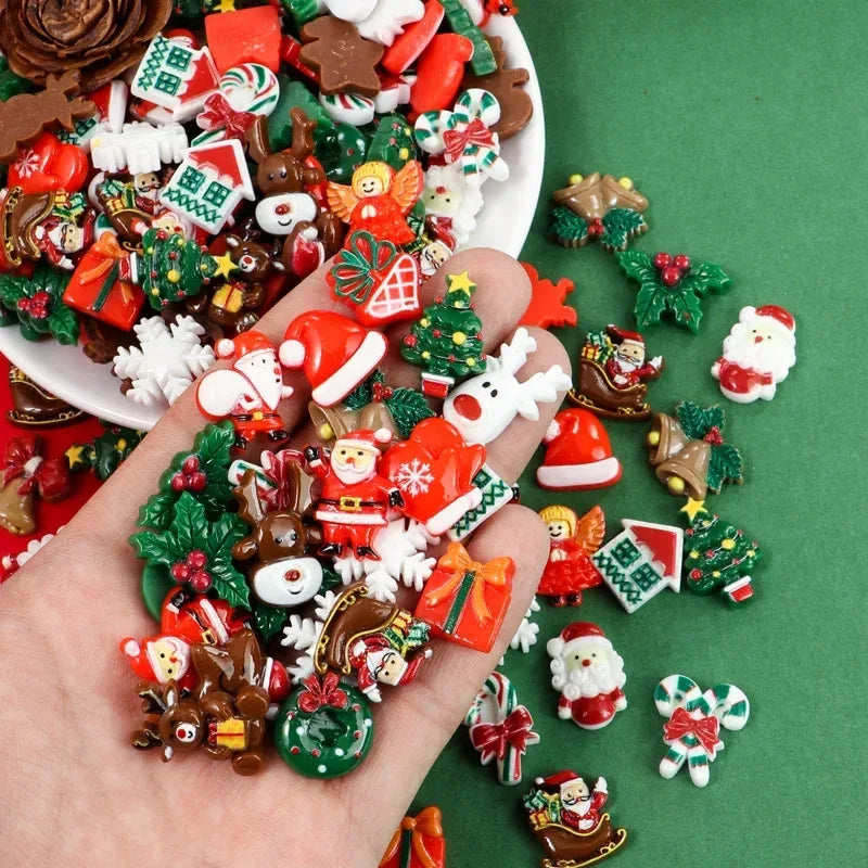 50pcs Christmas Resin Flatbacks for DIY Crafts & Jewelry Making - BIG FRENCHIES
