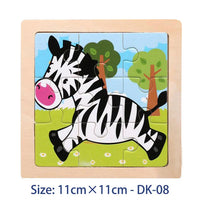 11cm/4.33in Kids Wooden Jigsaw Puzzle Games Cartoon Animal Vehicle Pattern Children Montessori Educational Toys