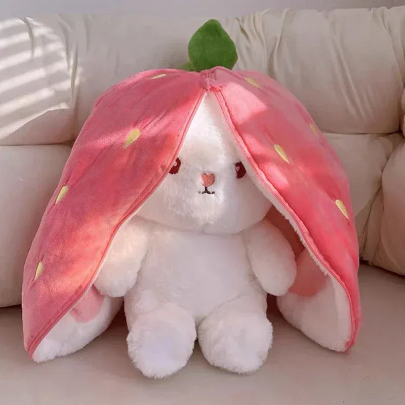 Cute Strawberry Carrot Rabbit Plush Toy – Soft Cuddly Bunny Doll - BIG FRENCHIES