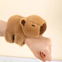 Kawaii Capybara Plush Slap Snap Wristband – Funny Kids Toy Bracelet