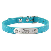 Personalized Dog Collar with Name Engraving – Anti-Lost PU Leather Collar for Dogs and Cats - BIG FRENCHIES