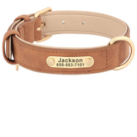 Personalized PU Leather Dog Collar with Custom Engraved ID Tag - BIG FRENCHIES