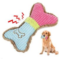 Dog Squeaky Toy - Plush Bone Chew Toy for Small & Medium Puppies