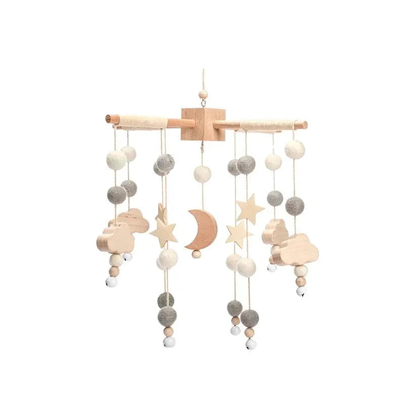 Wooden Baby Crib Mobile with Music Box Bell