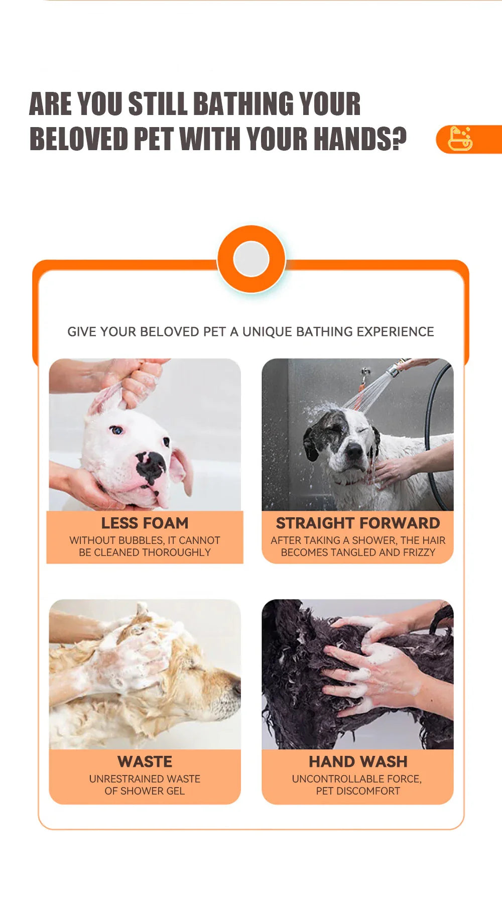 Pet Bathing Brush with Shampoo Dispenser - BIG FRENCHIES