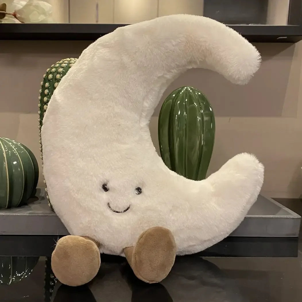 Smile Face Sun & Moon Plush Toy – Cute Cartoon Weather Pillow - BIG FRENCHIES