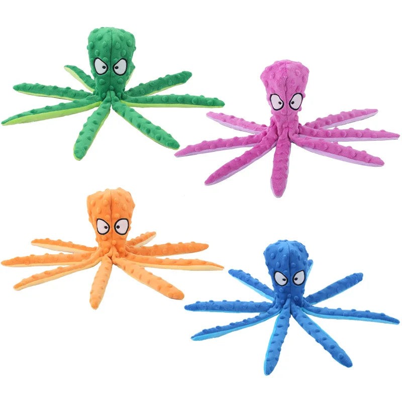 Plush Octopus Dog Toy – Bite Resistant, Squeaky & Interactive - BIG FRENCHIES