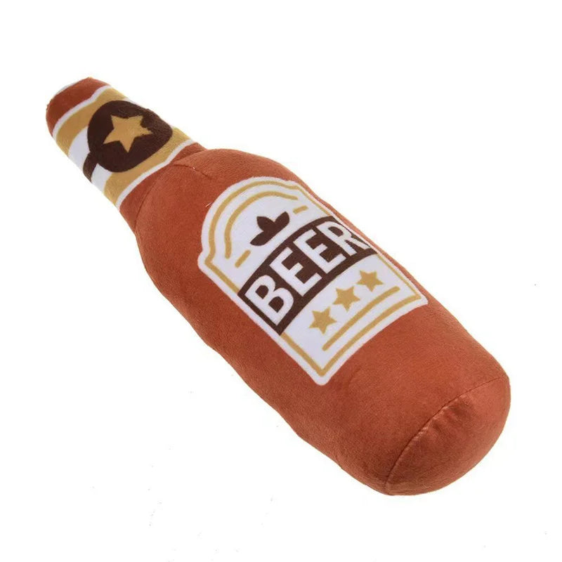 Plush Beer Bottle Dog Toy – Squeaky, Bite-Resistant, Teeth Cleaning - BIG FRENCHIES