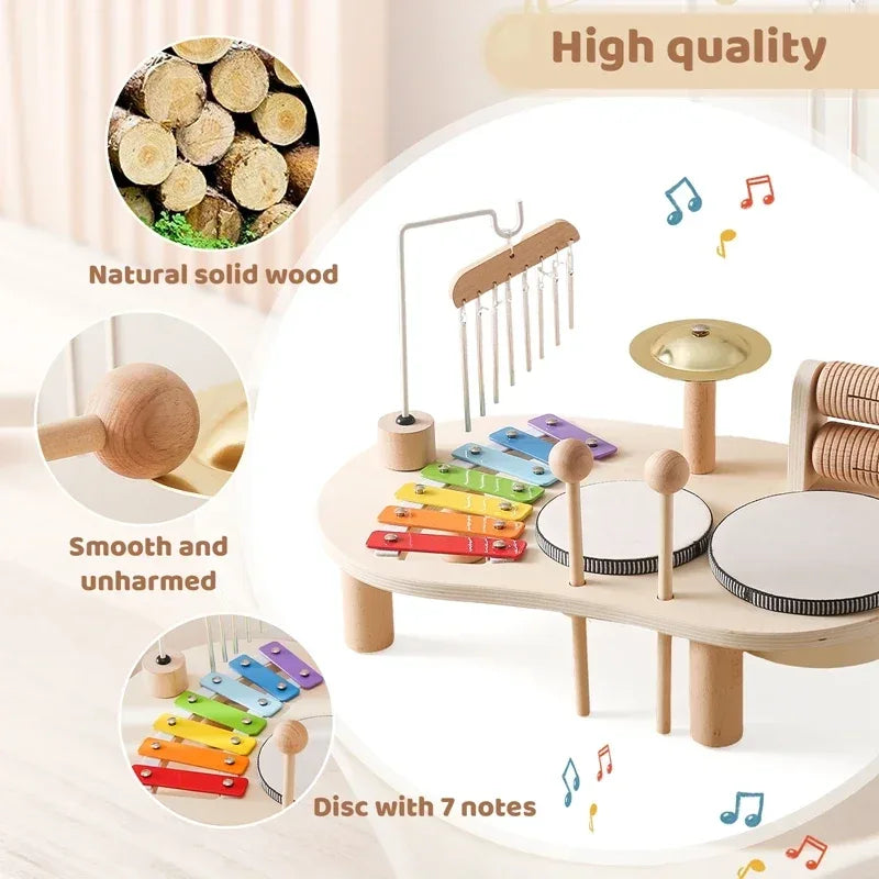 Wooden Montessori Baby Musical Toy Xylophone & Aeolian Bells - BIG FRENCHIES