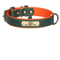 Personalized PU Leather Dog Collar with Custom Engraved ID Tag - BIG FRENCHIES