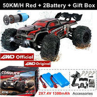 4WD RC Off-Road Car - 1:16 High-Speed Brushless Truck, 50-80KM/H, 4x4 Drift Racing Toy for Kids & Adults