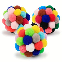 Cat Plush Bell Ball Toy – Colorful Woolen Self-Play Ball - BIG FRENCHIES