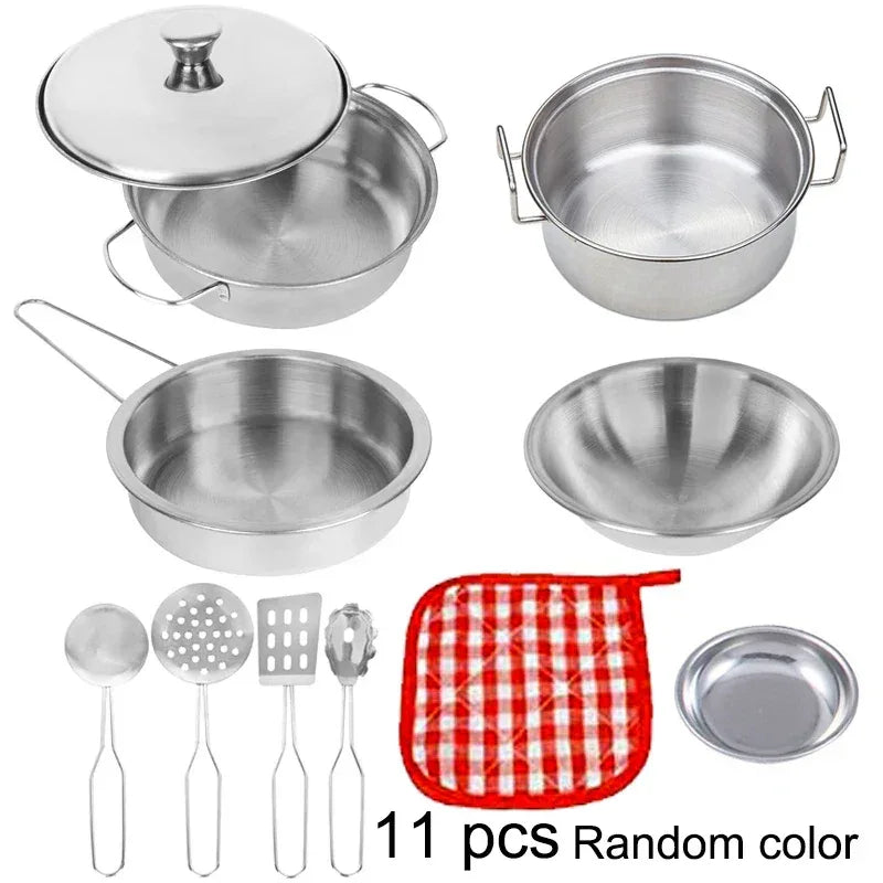 Stainless Steel Kids Kitchen Cookware Set – Pretend Play Cooking Toy - BIG FRENCHIES