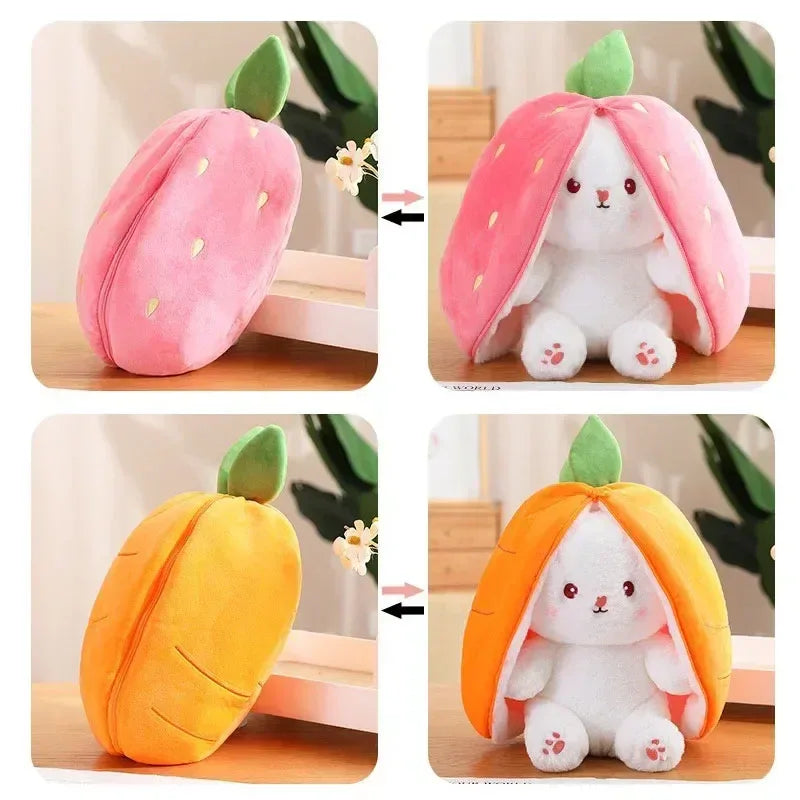 Cute Strawberry Carrot Rabbit Plush Toy – Soft Cuddly Bunny Doll - BIG FRENCHIES