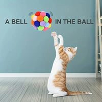 Cat Plush Bell Ball Toy – Colorful Woolen Self-Play Ball - BIG FRENCHIES
