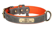 Personalized PU Leather Dog Collar with Custom Engraved ID Tag - BIG FRENCHIES